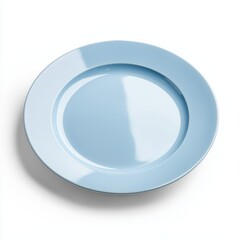 Glossy sky blue salad plate with smooth edges isolated on white