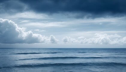 Fototapeta premium Serene Seascape Cloudy Sky Over Calm Ocean