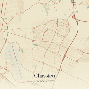 Vintage map of Chassieu, France.
