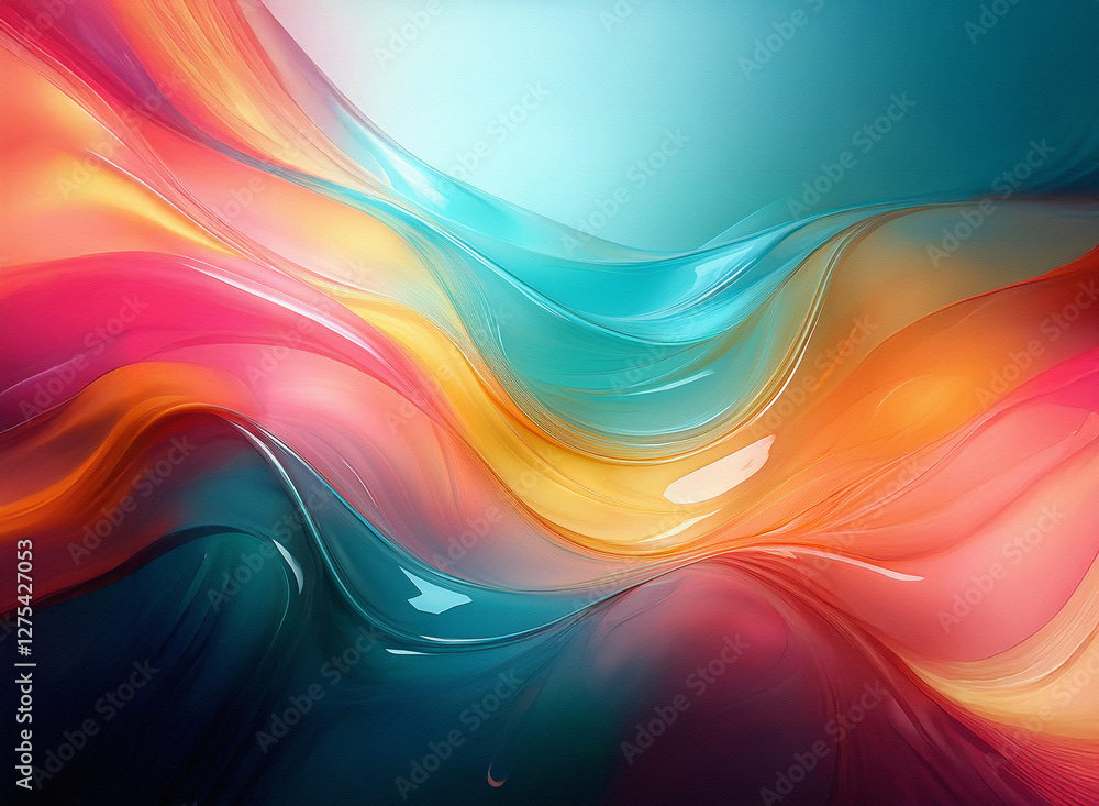 Poster a vibrant abstract background with smooth, glossy waves of color creates a dynamic and flowing desig