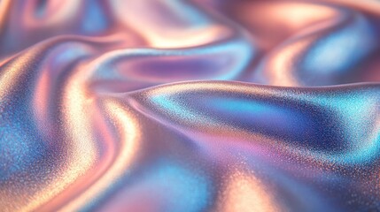 Fototapeta premium Iridescent fabric, draped, studio, soft light, background blur, design