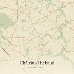Fototapeta premium Vintage map of Château-Thébaud, France.