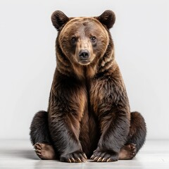 Obraz premium Brown Bear Sitting on White Background