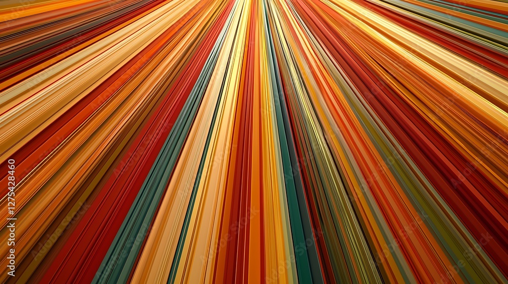 Poster abstract multicolored lines converge, forming vibrant radial pattern, ideal for design backdrop