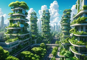 Obraz premium Eco-Friendly Futuristic Cityscape