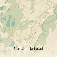 Obraz premium Vintage map of Châtillon-la-Palud, France.