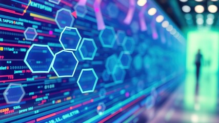 Fototapeta premium Futuristic Hexagonal Tech Background - Digital Geometric Wallpaper