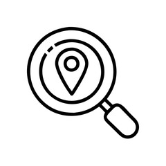 location pin in a magnifying glass icon design