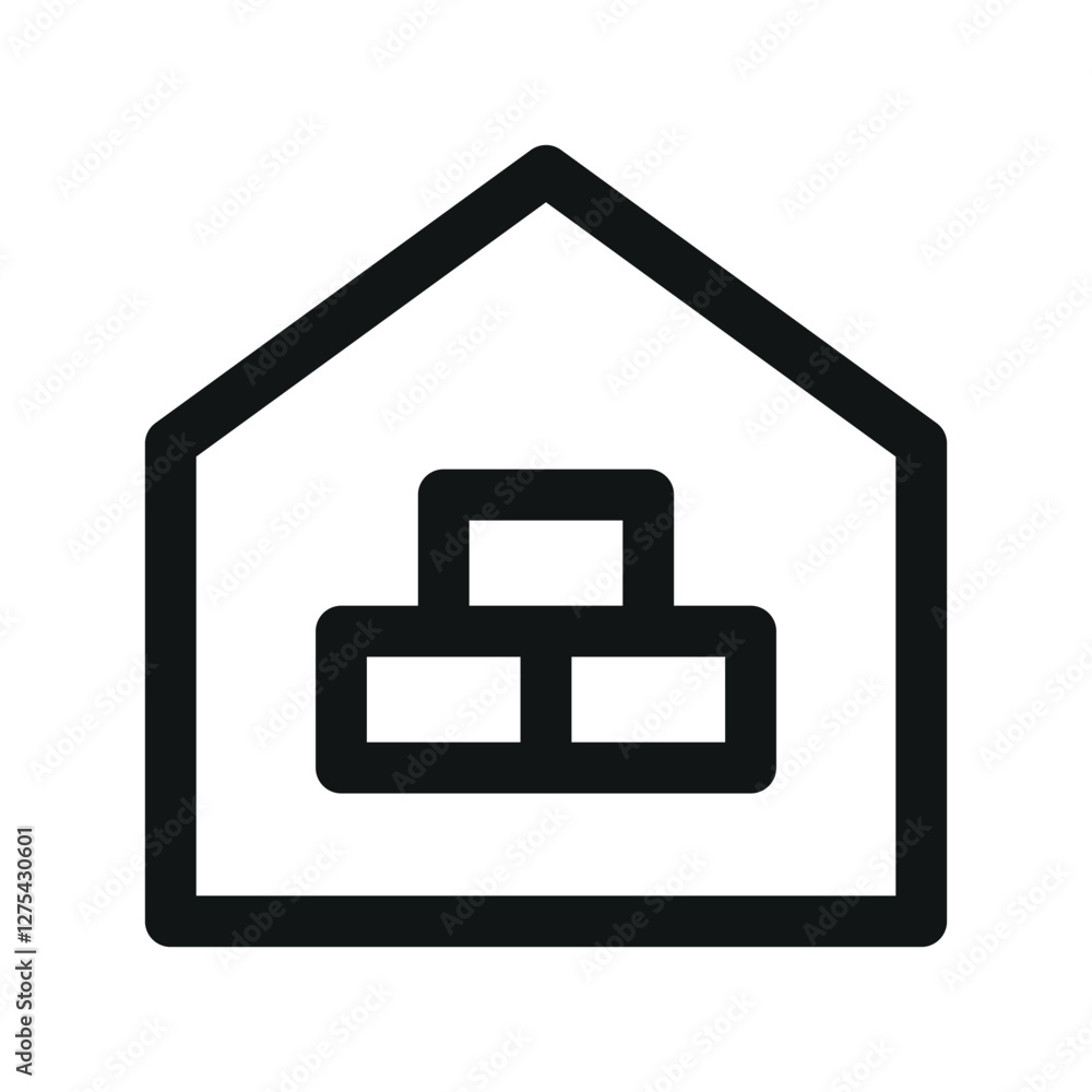 Poster construction materials ui icon, brick house simple line user interface vector symbol