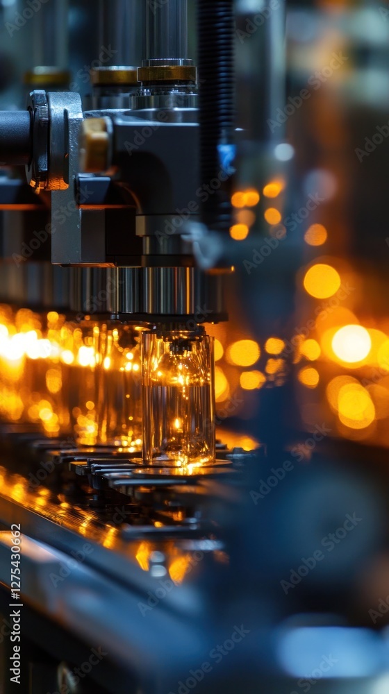 Poster automated bottling process in a factory setting
