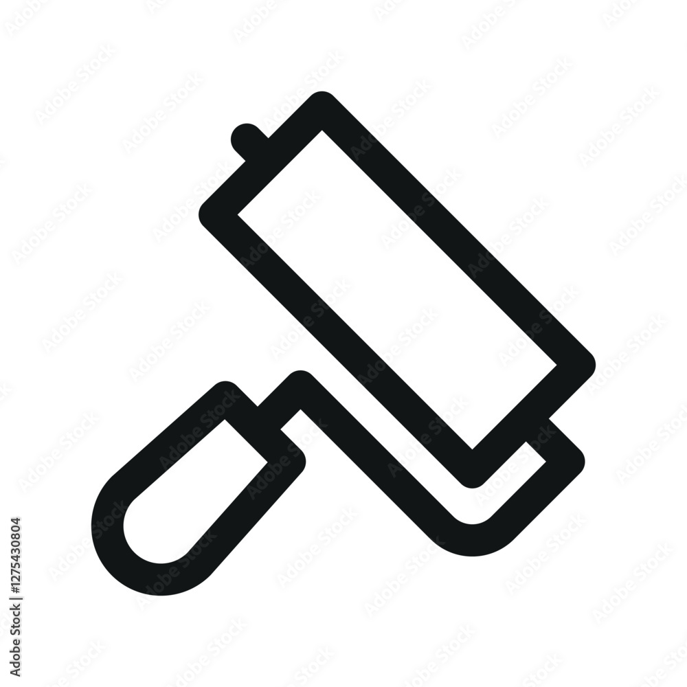 Poster paint roller ui icon, painter simple line user interface vector symbol