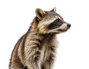 Obraz premium Raccoon Portrait, Profile View, Isolated on White