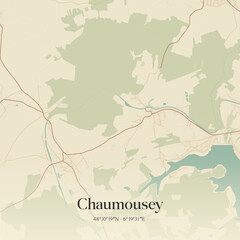 Obraz premium Vintage map of Chaumousey, France.