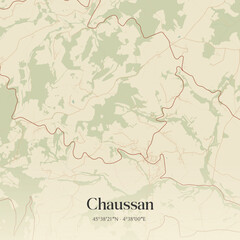Fototapeta premium Vintage map of Chaussan, France.
