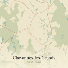 Vintage map of Chavannes-les-Grands, France.