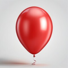 Single Red Balloon on White Background