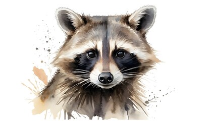 Obraz premium Watercolor Raccoon Portrait