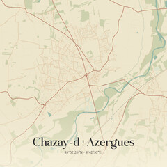 Fototapeta premium Vintage map of Chazay-d'Azergues, France.