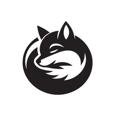 Fox animal black solid silhouette vector logo icon design on white background