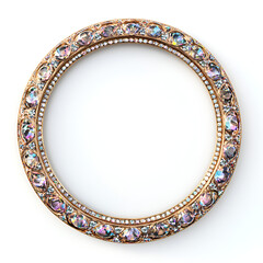 Decorative Round Mirror with Ornate Gold Frame
