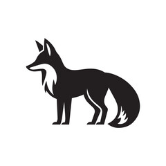 Fox animal black solid silhouette vector logo icon design on white background