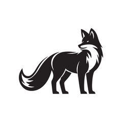 Fox animal black solid silhouette vector logo icon design on white background