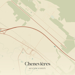 Obraz premium Vintage map of Chenevières, France.