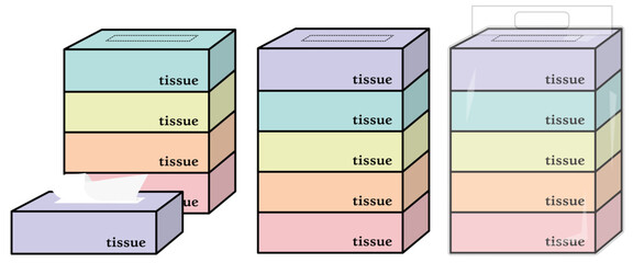 ティッシュ5個組セットのイラスト