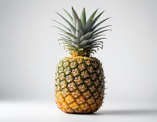 Fototapeta premium Single Ripe Pineapple on White Background