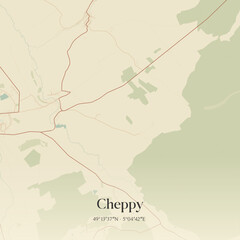 Fototapeta premium Vintage map of Cheppy, France.