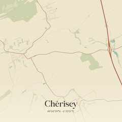 Obraz premium Vintage map of Chérisey, France.