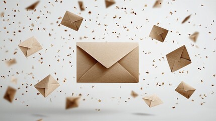 Paper envelope with a paper plane flying around it representing email marketing concepts