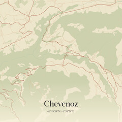 Obraz premium Vintage map of Chevenoz, France.