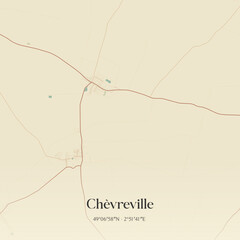 Fototapeta premium Vintage map of Chèvreville, France.