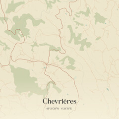 Obraz premium Vintage map of Chevrières, France.