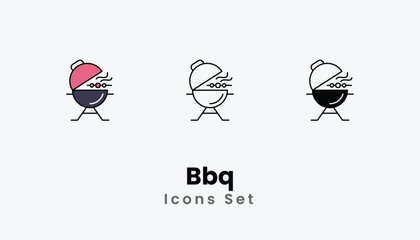 Obraz premium Bbq Icons thin line and glyph vector icon stock illustration
