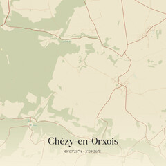 Obraz premium Vintage map of Chézy-en-Orxois, France.