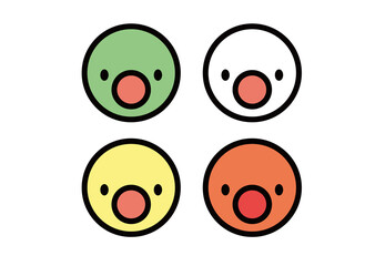 Vector illustration set of small birds. A set of four simple, colorful and cute little birds.