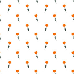 seamless pattern with orange tulips 