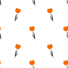 seamless floral pattern with orange tulips 