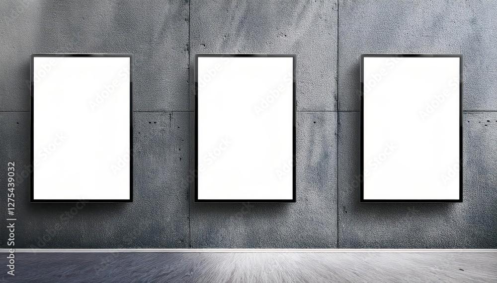 Poster Vertical Frames Mockup Displaying Artistic Elegance Against a Minimalistic Wall Backdrop at Twilight