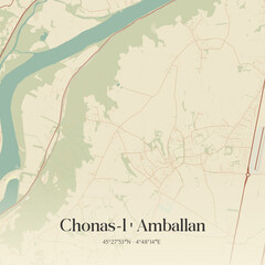 Obraz premium Vintage map of Chonas-l'Amballan, France.
