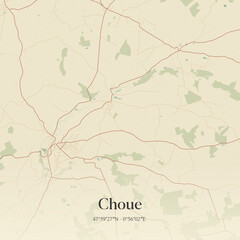 Obraz premium Vintage map of Choue, France.