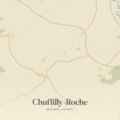 Obraz premium Vintage map of Chuffilly-Roche, France.