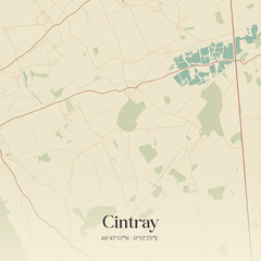 Obraz premium Vintage map of Cintray, France.