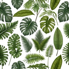 Tropical Leaf Collection, Seamless Pattern