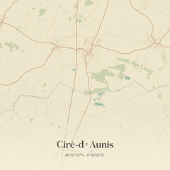 Fototapeta premium Vintage map of Ciré-d'Aunis, France.