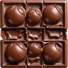 Obraz premium Broken Milk Chocolate Bar with Round Pieces