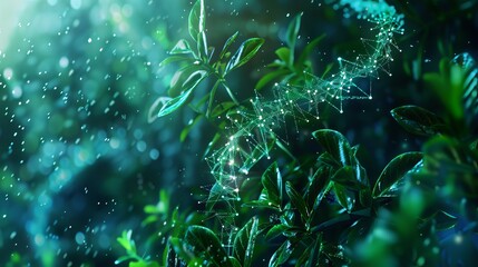 Futuristic biotechnology digital background with mixed media elements and abstract technology design