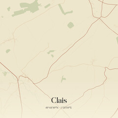 Obraz premium Vintage map of Clais, France.
